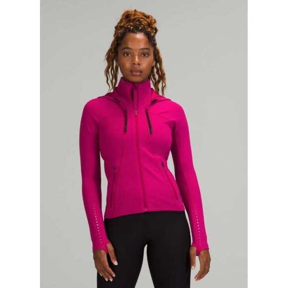 Lululemon 6 Rain Repellent Running Jacket Wild Berry W3FAJS Reflective - Picture 11 of 13